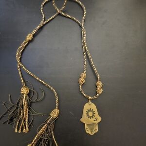 Gold and Black Pendant Necklace